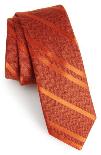 Men's The Tie Bar Path Stripe Wool & Silk Tie, Size - Orange
