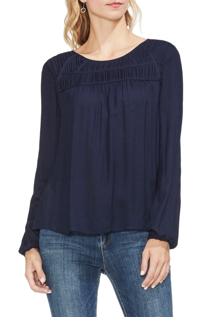Women's Vince Camuto Pleat Yoke Blouse, Size - Blue