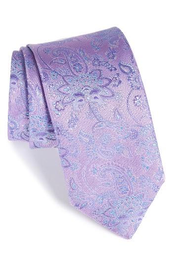 Men's Canali Paisley Silk Tie, Size X-long - Purple