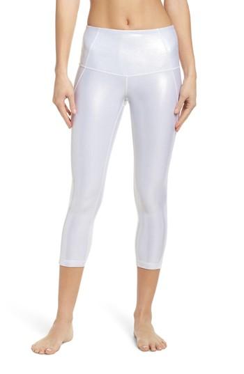 Women's Zella Hatha Glitter High Waist Crop Leggings - Metallic