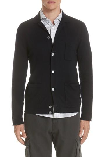 Men's Eleventy Merino Wool Cardigan - Blue
