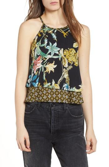 Women's Band Of Gypsies Tropical Print Layered Tank - Black
