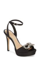 Women's Jewel Badgley Mischka Mildred Crystal Bow Platform Sandal .5 M - Black