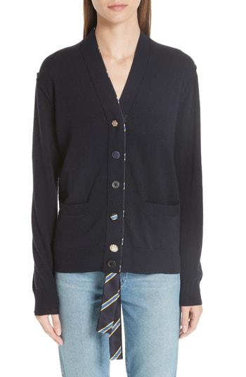 Women's Marc Jacobs Ribbon Detail Wool Cardigan - Blue