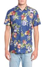 Men's Tori Richard Tropical Filter Trim Fit Camp Shirt - Blue