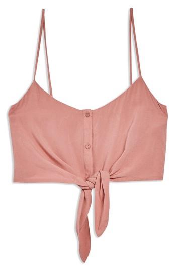 Women's Topshop Knot Front Crop Camisole Top Us (fits Like 0) - Pink