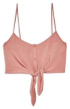 Women's Topshop Knot Front Crop Camisole Top Us (fits Like 0) - Pink