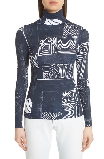 Women's Balenciaga Graphic Print Jersey Top Us / 34 Fr - Blue