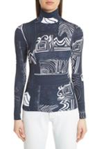 Women's Balenciaga Graphic Print Jersey Top Us / 34 Fr - Blue