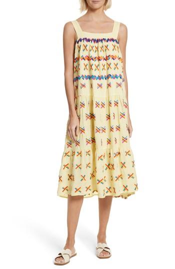 Women's All Things Mochi Remi Embroidered Midi Dress - Yellow