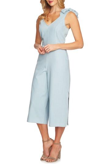 Women's Cece Wide Leg Crop Chambray Crop Jumpsuit - Blue
