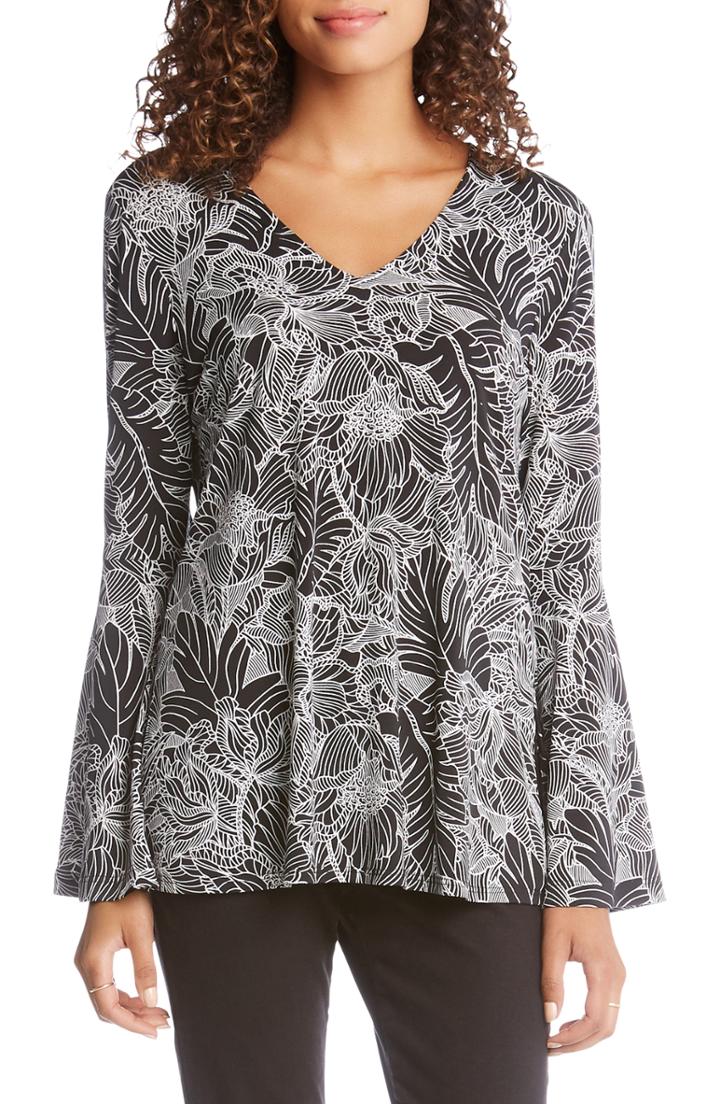 Women's Karen Kane Side Slit Bell Sleeve Top - Black