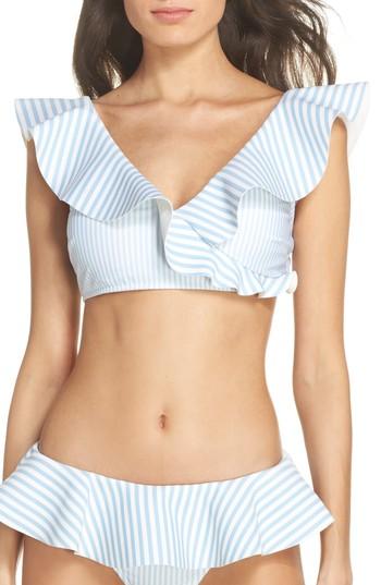 Women's Ted Baker London Stripe Ruffle Bikini Top - Blue