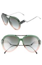 Women's Fendi 58mm Aviator Sunglasses - Green Pea/ Pink