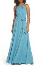 Women's Amsale Kyra Chiffon Halter Gown - Blue
