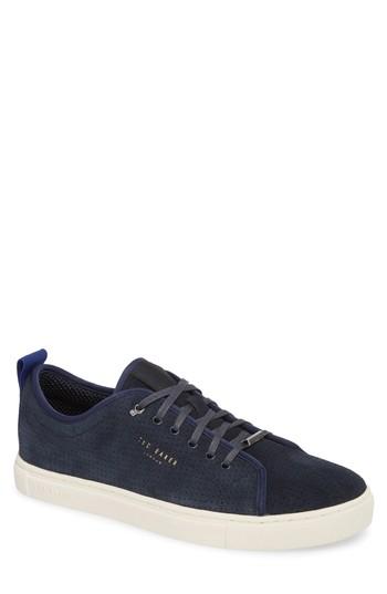 Men's Ted Baker London Kaliix Perforated Low Top Sneaker M - Blue