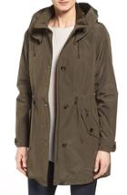 Petite Women's Gallery Water Repellent Hooded Anorak P - Green