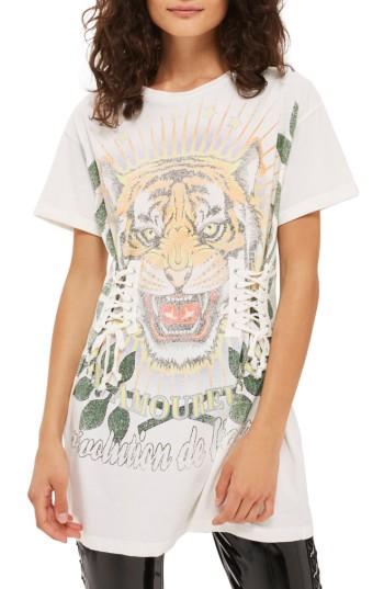 Women's Topshop Tiger Corset Tee Us (fits Like 0) - White