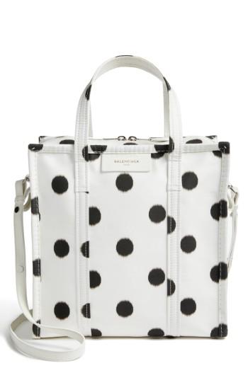 Balenciaga Small Polka Dot Bazar Silk Shopper -