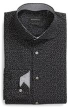 Men's Bugatchi Trim Fit Star Dot Print Dress Shirt - Black