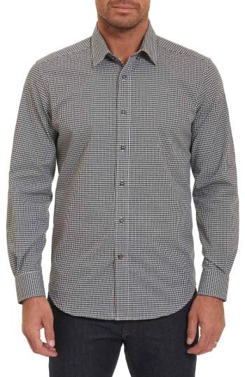 Men's Robert Graham Wade Tailored Fit Check Sport Shirt, Size - Black