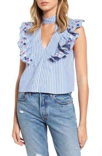 Women's Love, Fire Ruffle Choker Neck Blouse