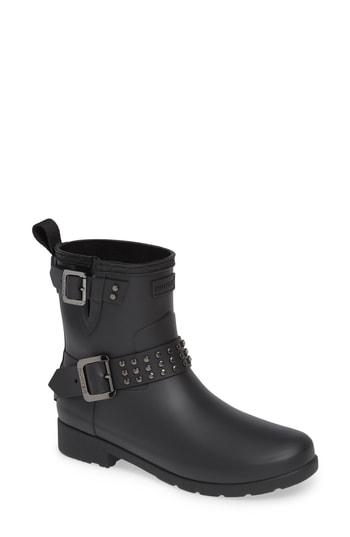 Women's Hunter Refined Stud Waterproof Biker Boot M - Black