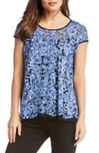 Women's Karen Kane Embroidered Flare Hem Top - Blue