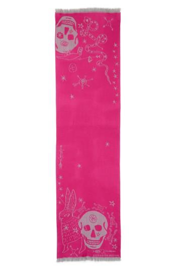 Women's Alexander Mcqueen Oversize Skull Jacquard Wool Scarf, Size - Pink