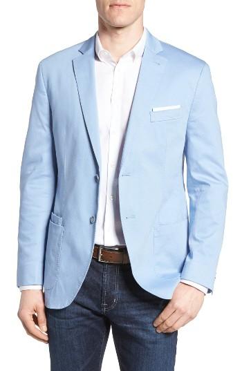 Men's Jkt New York Trim Fit Stretch Cotton Blazer R - Blue