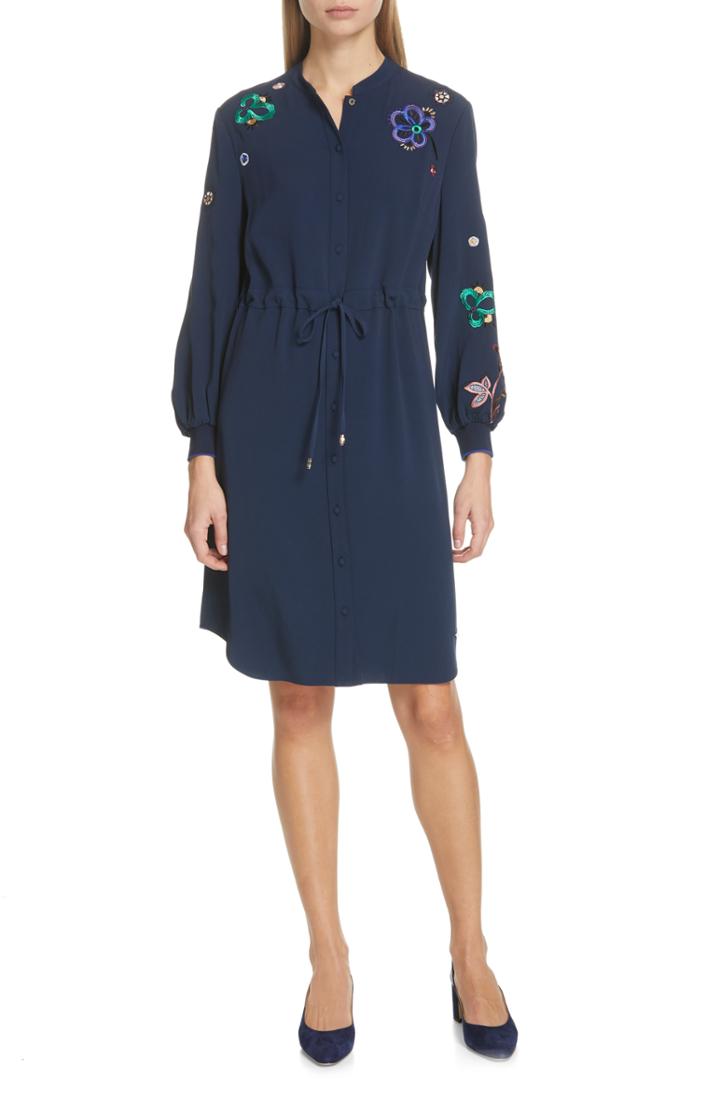Women's Ted Baker London Dioss Embroidered Shirtdress - Blue