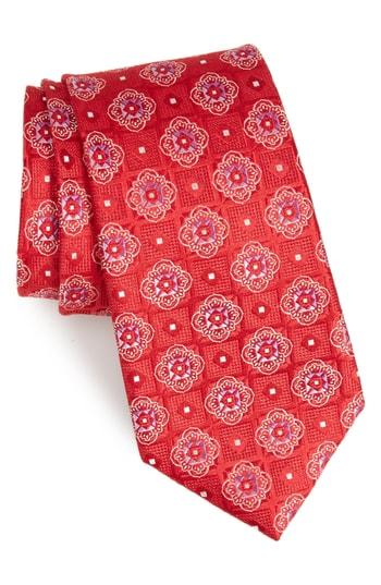Men's Nordstrom Men's Shop Megan Medallion Silk Tie, Size - Red