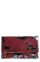 Bp. Floral Print Foldover Clutch - Burgundy