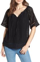 Women's Hinge Lace Open Sleeve Top, Size - Black