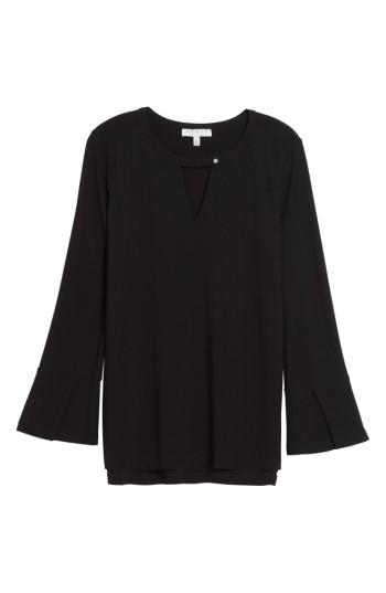 Women's Chaus Flared Sleeve Keyhole Top - Black