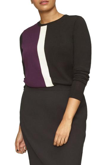 Women's Universal Standard Colorblock Crewneck Sweater Xs (2-4) - Black