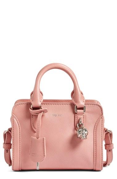 Alexander Mcqueen Mini Padlock Calfskin Leather Duffel Bag - Pink