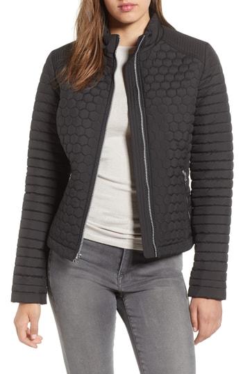 Women's Andrew Marc Honeycomb Quilted Moto Jacket - Black