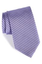 Men's Nordstrom Men's Shop Textured Tracks Silk Tie, Size X-long - Purple