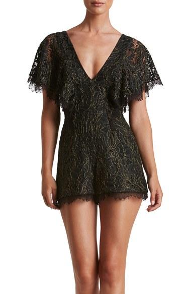 Women's Dress The Population Raven Lace Romper - Metallic