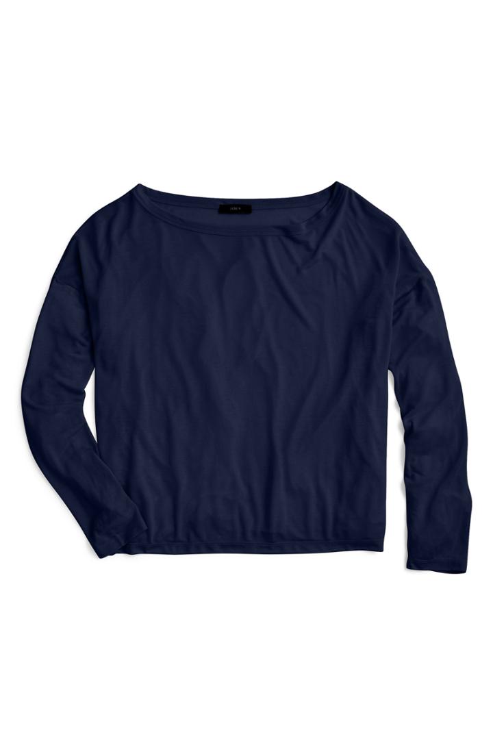 Women's J.crew Long Sleeve Tencel Tee - Blue