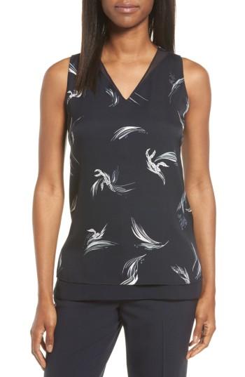 Women's Classiques Entier Sheer Inset Stretch Silk Top - Blue