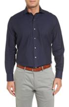 Men's Peter Millar Silky Touch Herringbone Sport Shirt - Blue/green