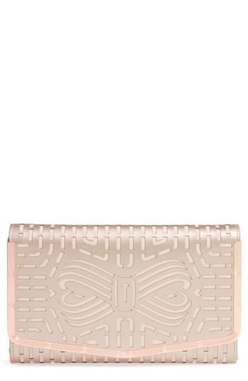 Ted Baker London Bree Laser Cut Bow Leather Clutch - Pink