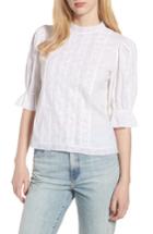 Women's Hinge Embroidered Lace Top, Size - White