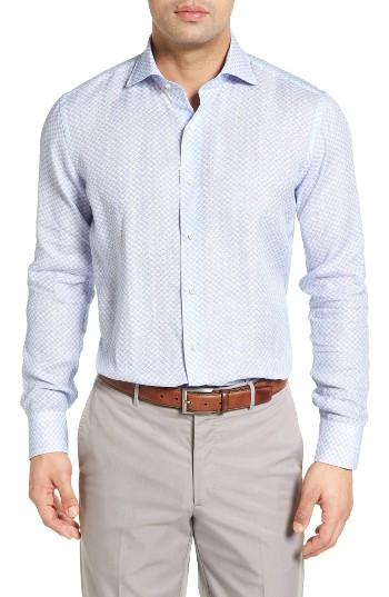 Men's Peter Millar Saline Beach Print Linen Sport Shirt