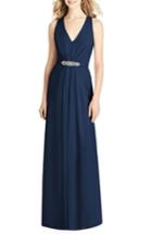Women's Jenny Packham Jewel Belt Chiffon Gown - Blue