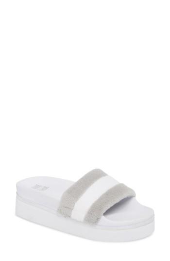 Women's Jane And The Shoe Jemma Plush Platform Sport Slide Sandal M - White