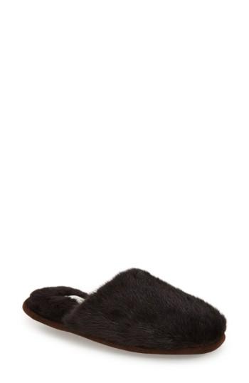 Women's Patricia Green 'whistler' Genuine Mink Fur Slipper - Brown