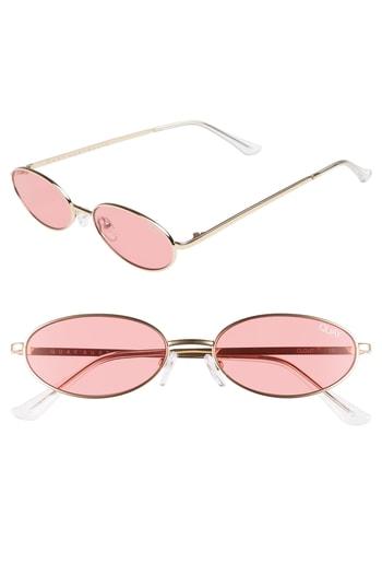Women's Quay Australia Clout 35mm Round Sunglasses - Gold/ Red